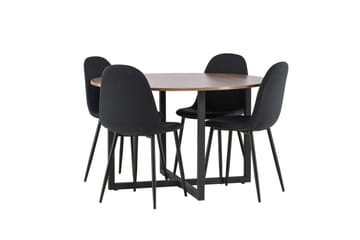 Durango Matgrupp 120 cm Rund med 4 Polar Stolar - Valnöt - Möbler - Bord & matgrupp - Matgrupp