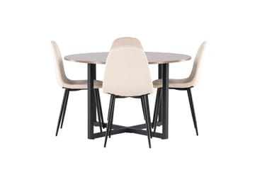 Durango Matgrupp 120 cm Rund med 4 Polar Stolar - Valnöt - Möbler - Bord & matgrupp - Matgrupp