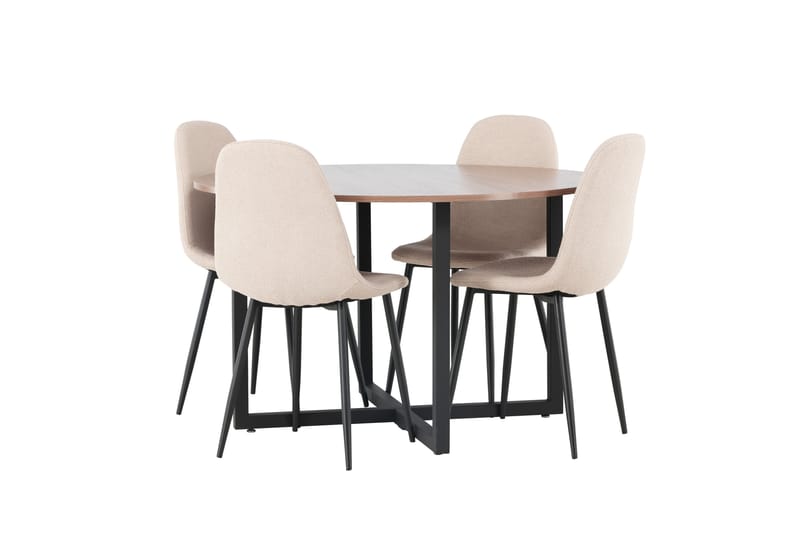 Durango Matgrupp 120 cm Rund med 4 Polar Stolar - Valnöt - Möbler - Bord & matgrupp - Matgrupp