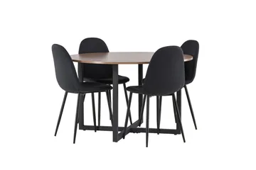 Durango Matgrupp 120 cm Rund med 4 Polar Stolar - Valnöt - Möbler - Bord & matgrupp - Matgrupp
