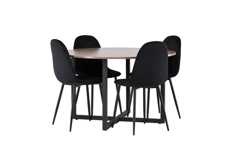 Durango Matgrupp 120 cm Rund med 4 Polar Stolar - Valnöt - Möbler - Bord & matgrupp - Matgrupp