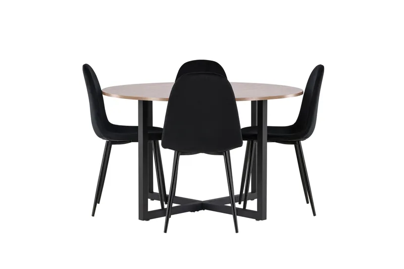 Durango Matgrupp 120 cm Rund med 4 Polar Stolar, Valnöt
