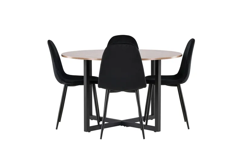 Durango Matgrupp 120 cm Rund med 4 Polar Stolar - Valnöt - Möbler - Bord & matgrupp - Matgrupp