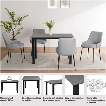 Durham Matbord 120x80 cm - Betonggrå och svart - Möbler - Bord & matgrupp - Matbord & köksbord