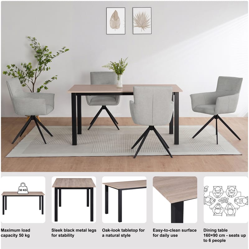 Durham Matbord 160x90 cm - Ekbrun och svart - Möbler - Bord & matgrupp - Matbord & köksbord
