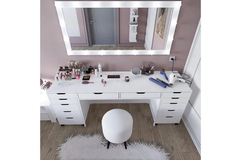 Durusu Sminkbord 200 cm - Mattvit - Möbler - Bord & matgrupp - Sminkbord & toalettbord