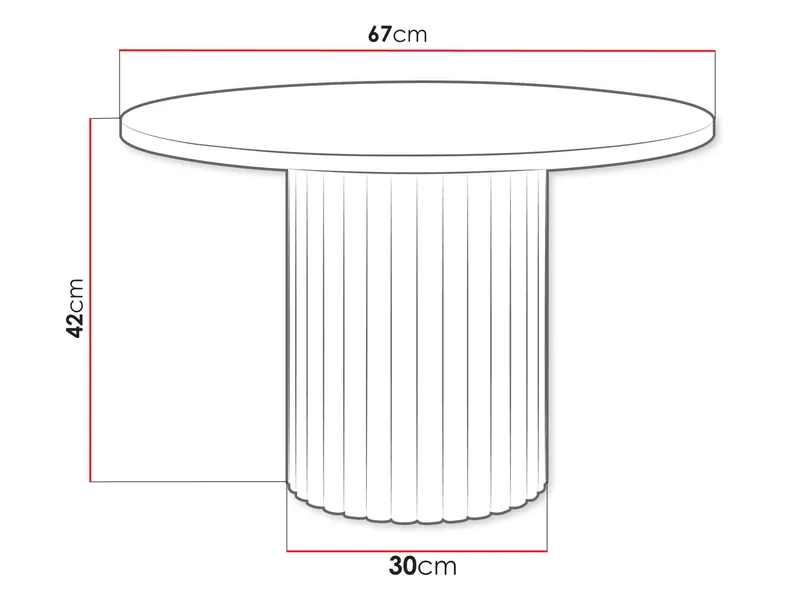 Durvan Runt Soffbord med Ribbad Pelare 67 cm i Trä - Vit - Möbler - Bord & matgrupp - Soffbord