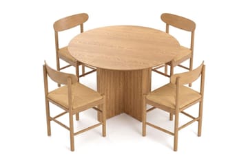 Edda Matgrupp runt 110 cm Ek med 4 Malte Matstolar - Möbler - Bord & matgrupp - Matgrupp