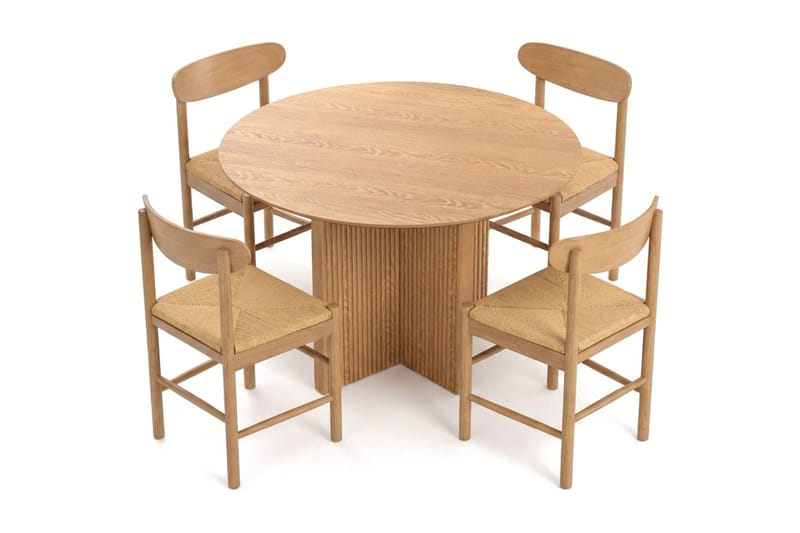 Edda Matgrupp runt 110 cm Ek med 4 Malte Matstolar - Möbler - Bord & matgrupp - Matgrupp