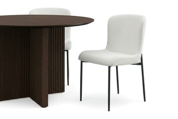 Edda Matgrupp runt 110 cm Rökt Ek med 4 Elsie Matstolar - Rökt ek/Vit - Möbler - Bord & matgrupp - Matgrupp