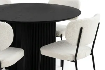 Edda Matgrupp runt 110 cm Svart med 4 Gemmiano Matstolar - Svart - Möbler - Bord & matgrupp - Matgrupp