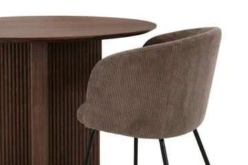 Edda Matgrupp runt 110 cm Valnöt med 4 Berit Matstolar - Valnöt - Möbler - Bord & matgrupp - Matgrupp