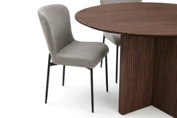 Edda Matgrupp runt 110 cm Valnöt med 4 Elsie Matstolar - Valnöt/Ljusgrå - Möbler - Bord & matgrupp - Matgrupp