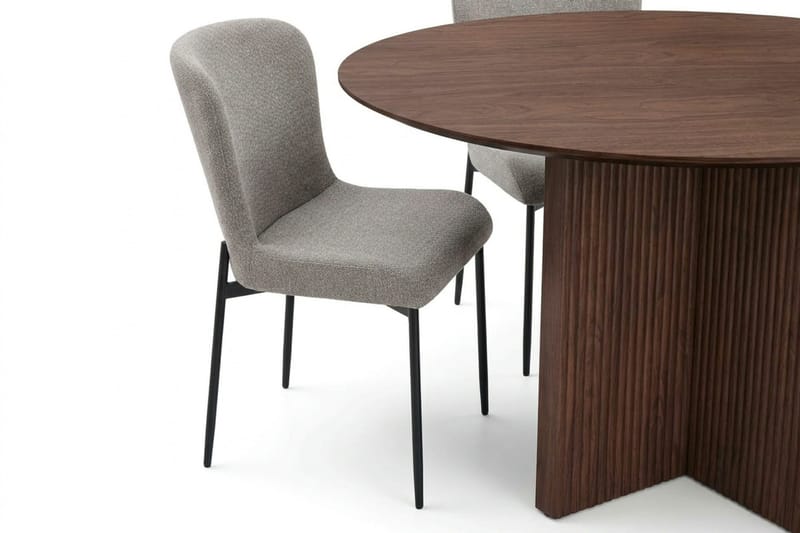 Edda Matgrupp runt 110 cm Valnöt med 4 Elsie Matstolar - Valnöt/Ljusgrå - Möbler - Bord & matgrupp - Matgrupp