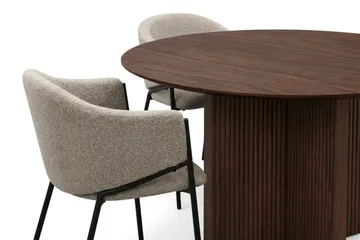 Edda Matgrupp runt 110 cm Valnöt med 4 Filip Matstolar - Valnöt - Möbler - Bord & matgrupp - Matgrupp
