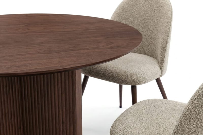 Edda Matgrupp runt 110 cm Valnöt med 4 Torsby Matstolar - Valnöt - Möbler - Bord & matgrupp - Matgrupp