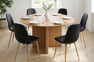 Edda Matgrupp runt 130 cm Ek med 6 Nibe Matstolar - Ek - Möbler - Bord & matgrupp - Matgrupp