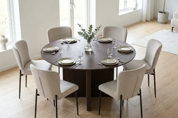 Edda Matgrupp runt 130 cm Rökt Ek med 6 Elsie Matstolar - Rökt ek/Beige - Möbler - Bord & matgrupp - Matgrupp