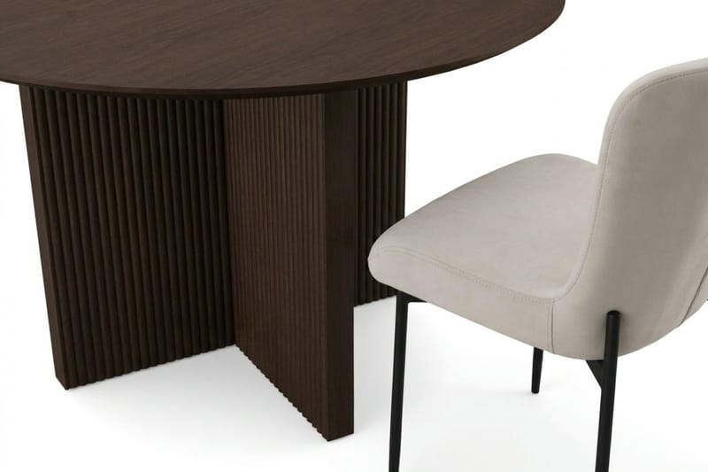 Edda Matgrupp runt 130 cm Rökt Ek med 6 Elsie Matstolar - Rökt ek/Beige - Möbler - Bord & matgrupp - Matgrupp