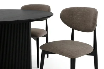 Edda Matgrupp runt 130 cm Svart med 6 Molly Matstolar - Svart - Möbler - Bord & matgrupp - Matgrupp
