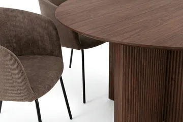 Edda Matgrupp runt 130 cm Valnöt med 6 Berit Matstolar - Valnöt - Möbler - Bord & matgrupp - Matgrupp