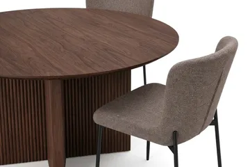 Edda Matgrupp runt 130 cm Valnöt med 6 Elsie Matstolar - Valnöt/Grå - Möbler - Bord & matgrupp - Matgrupp
