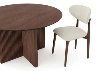 Edda Matgrupp runt 130 cm Valnöt med 6 Molly Matstolar - Valnöt - Möbler - Bord & matgrupp - Matgrupp