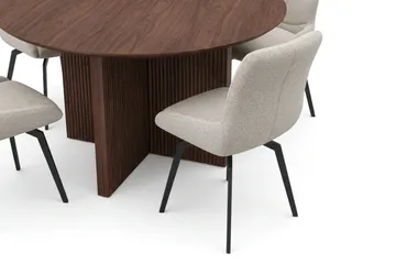 Edda Matgrupp runt 130 cm Valnöt med 6 Mora Matstolar - Valnöt - Möbler - Bord & matgrupp - Matgrupp