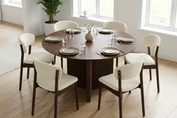 Edda Matgrupp runt 130 cm Valnöt med 6 Nala Matstolar - Valnöt - Möbler - Bord & matgrupp - Matgrupp