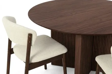 Edda Matgrupp runt 130 cm Valnöt med 6 Nala Matstolar - Valnöt - Möbler - Bord & matgrupp - Matgrupp