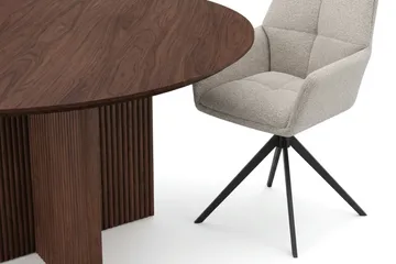Edda Matgrupp runt 130 cm Valnöt med 6 Torsby Matstolar - Valnöt - Möbler - Bord & matgrupp - Matgrupp
