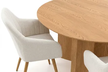 Edda Matgrupp runt 150 cm Ek med 6 Karol Matstolar - Ek - Möbler - Bord & matgrupp - Matgrupp