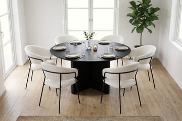 Edda Matgrupp runt 150 cm Svart med 6 Karol Matstolar - Svart - Möbler - Bord & matgrupp - Matgrupp
