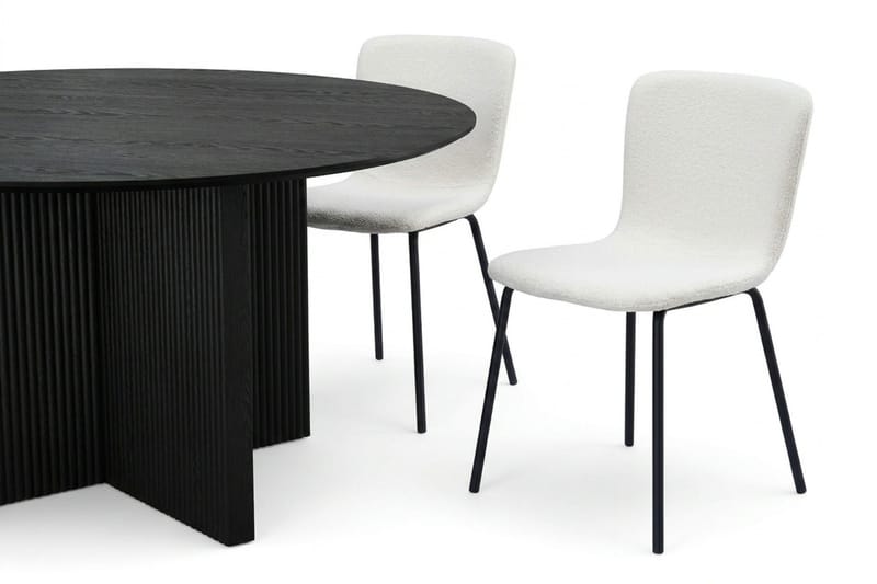 Edda Matgrupp runt 150 cm Svart med 6 Katy Matstolar - Svart - Möbler - Bord & matgrupp - Matgrupp