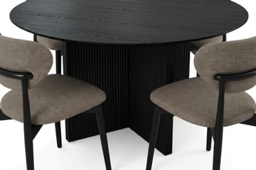 Edda Matgrupp runt 150 cm Svart med 6 Molly Matstolar - Svart - Möbler - Bord & matgrupp - Matgrupp