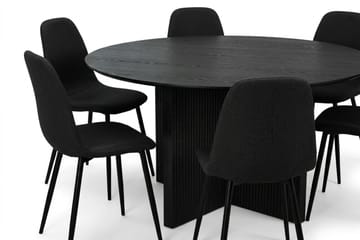 Edda Matgrupp runt 150 cm Svart med 6 Nibe Matstolar - Svart - Möbler - Bord & matgrupp - Matgrupp