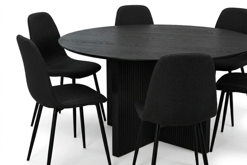Edda Matgrupp runt 150 cm Svart med 6 Nibe Matstolar - Svart - Möbler - Bord & matgrupp - Matgrupp