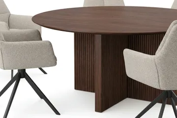 Edda Matgrupp runt 150 cm Valnöt med 6 Torsby Matstolar - Valnöt - Möbler - Bord & matgrupp - Matgrupp