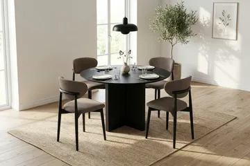 Edda Runt Matbord 110cm Fanér - Svart - Möbler - Bord & matgrupp - Matbord & köksbord