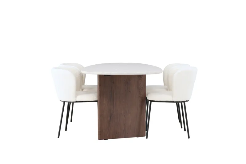 Edina Matgrupp 180 cm Oval med 4 Edina Stolar - Mocca - Möbler - Bord & matgrupp - Matgrupp