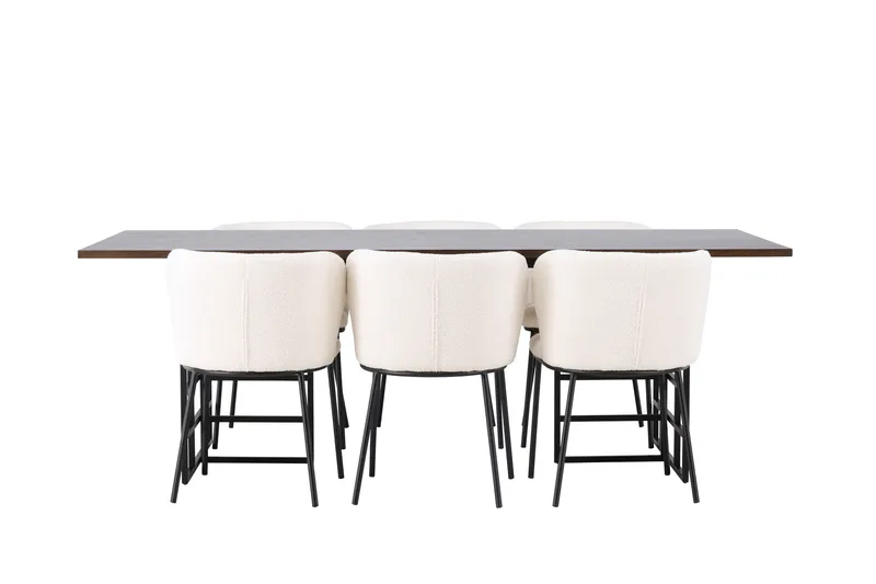 Edina Matgrupp 220 cm Rektangulär med 6 Edina Stolar, Svart