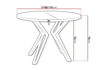 Elan Utdragbart Runt Matbord 100 cm med Metallutseende - Svart|Vit - Möbler - Bord & matgrupp - Matbord & köksbord