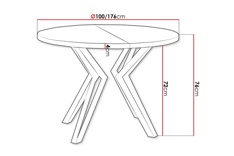 Elan Utdragbart Runt Matbord 100 cm med Metallutseende - Svart|Vit - Möbler - Bord & matgrupp - Matbord & köksbord
