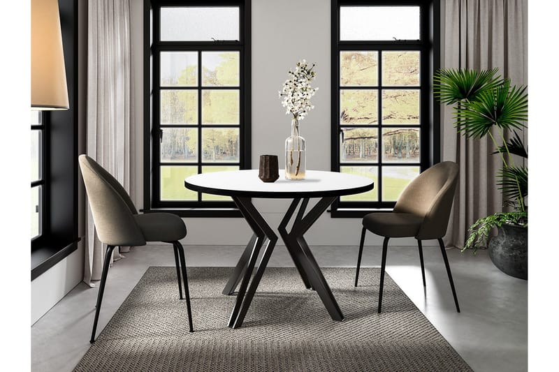 Elan Utdragbart Runt Matbord 100 cm med Metallutseende - Svart|Vit - Möbler - Bord & matgrupp - Matbord & köksbord