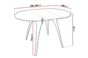 Eldo Utdragbart Runt Matbord 100 cm med Ek- och Metallutseende - Svart|Beige - Möbler - Bord & matgrupp - Matbord & köksbord