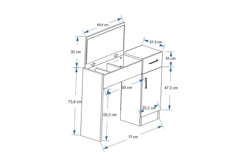 Elgar Sminkbord 77 cm - Brun/Vit - Möbler - Bord & matgrupp - Sminkbord & toalettbord