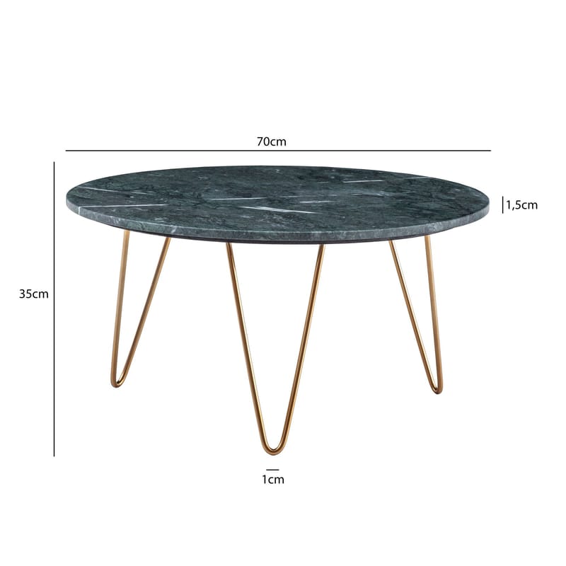 Eliano Soffbord 70 cm - Grön marmor och guld - Möbler - Bord & matgrupp - Marmorbord