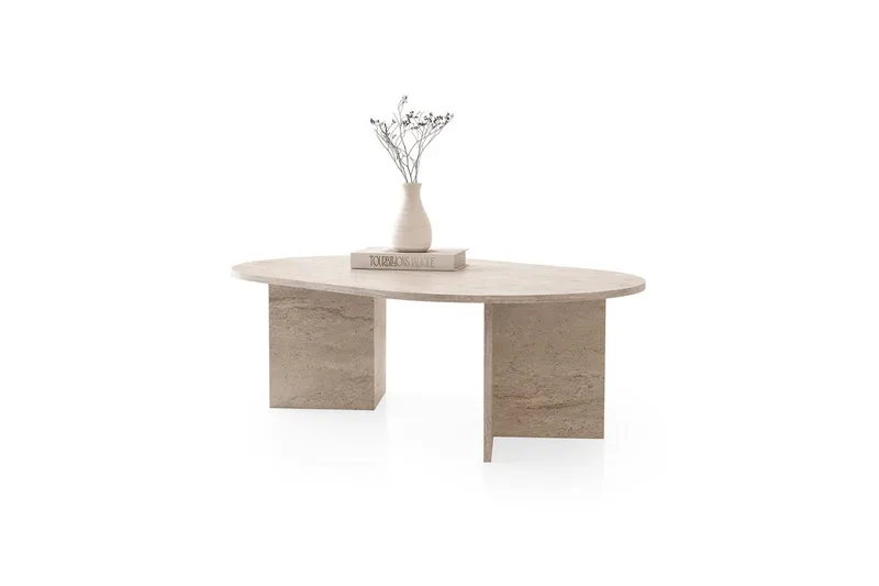 Elith Soffbord 128 cm - Travertine - Möbler - Bord & matgrupp - Soffbord