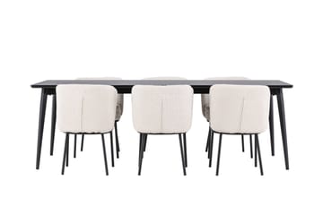 Ellis Matgrupp 230 cm Rektangulär med 6 Agnes stolar - Svart/Vit - Möbler - Bord & matgrupp - Matgrupp