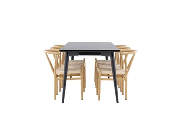 Ellis Matgrupp 230 cm Rektangulär med 6 Alfons stolar - Svart/Beige - Möbler - Bord & matgrupp - Matgrupp